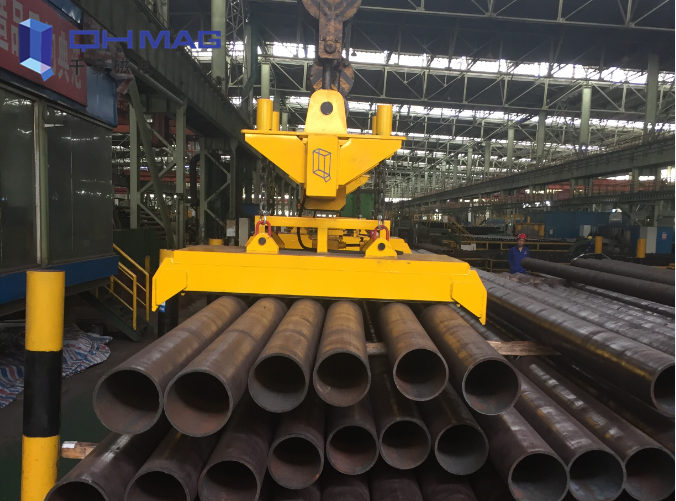 电永磁起重吊具，吊多根钢管案例|千豪磁电